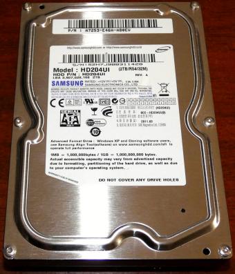 Samsung Spinpoint Model: HD204UI 2 TB HDD 5400RPM, 32MB Cache, 2011